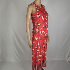 Three Pink Hearts Summer Dress, Redish Pink Size 16 Floral Pattern